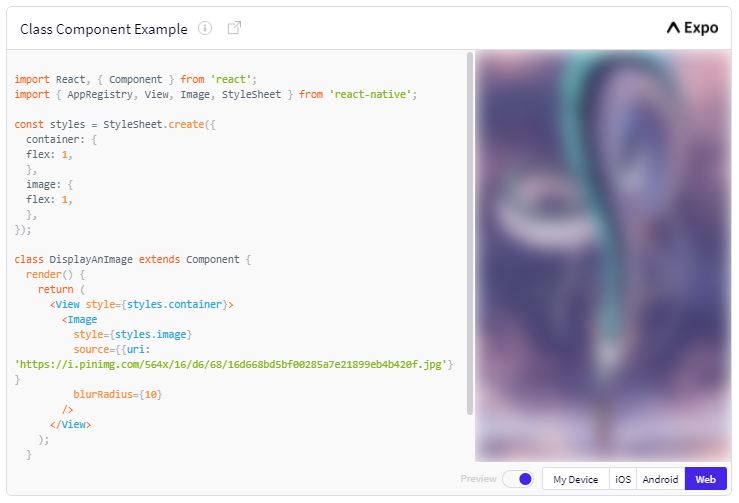 React Native, Image, Blur