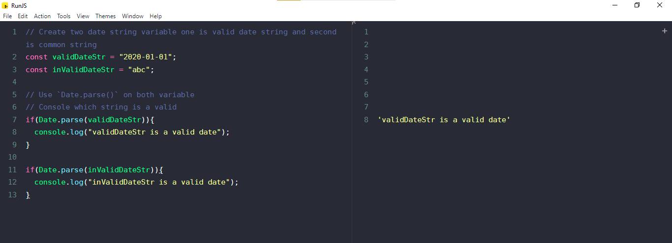 javascript, check if a string is a date example