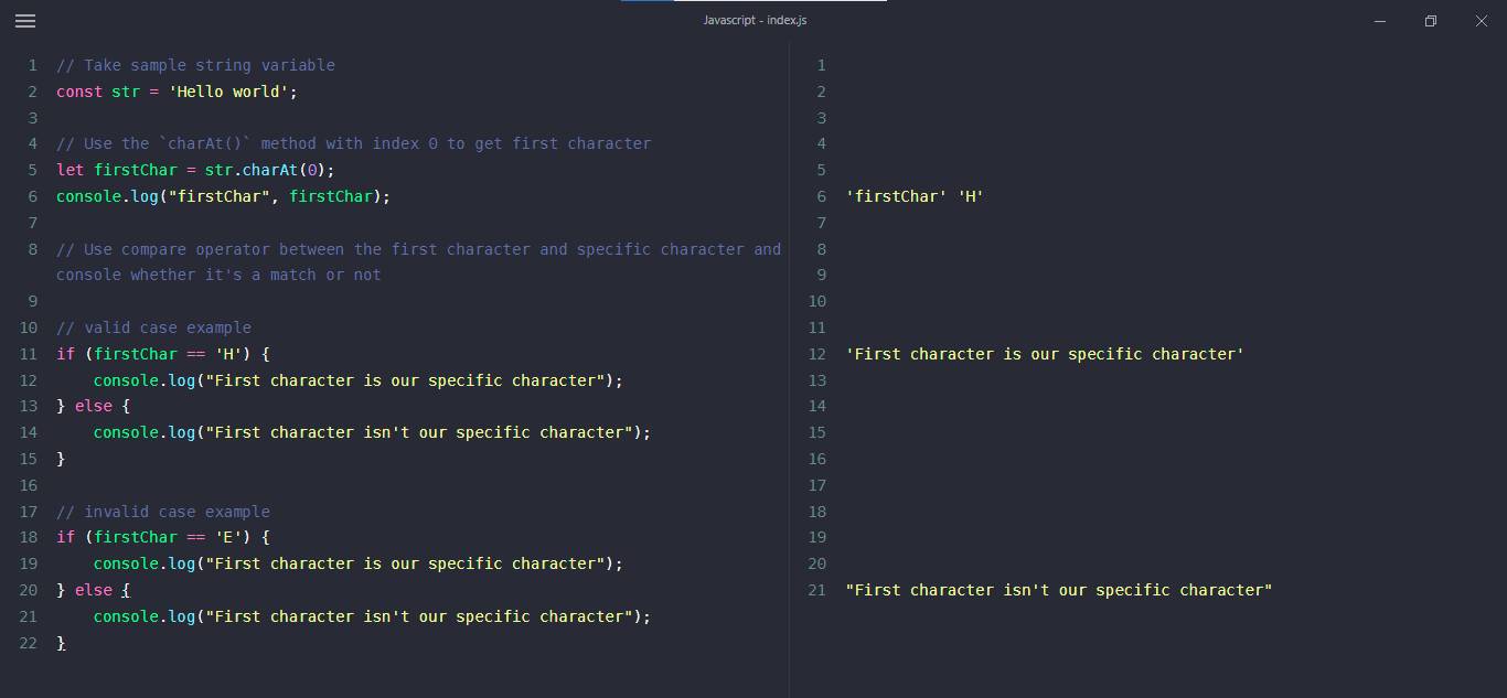 javascript, check if a string contains a specific character example