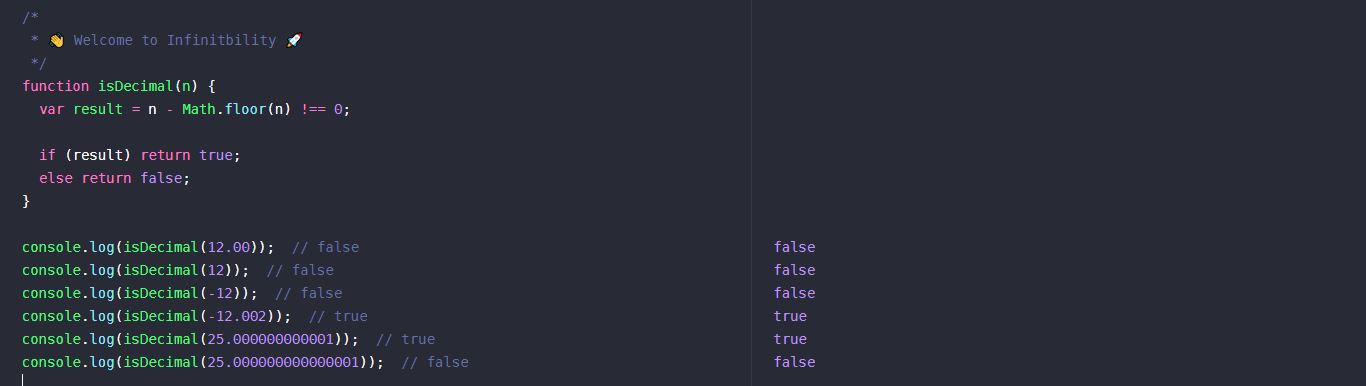 isDecimal, Math.floor(), Javascript, Example