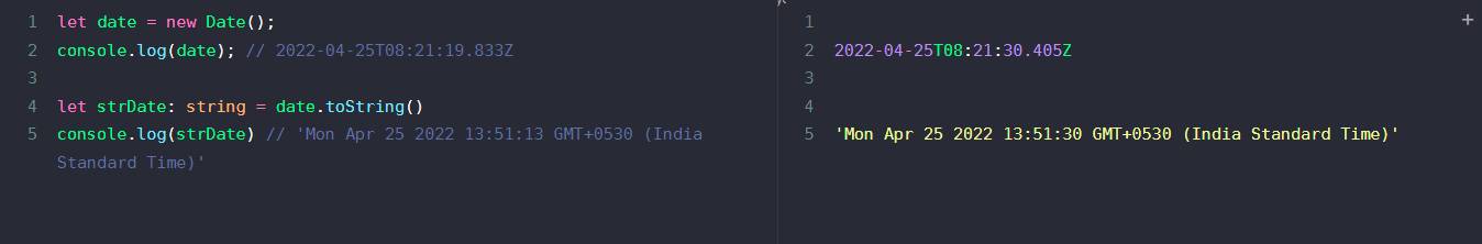 TypeScript, convert date to string format example