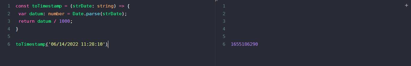 TypeScript, convert date to timestamp example