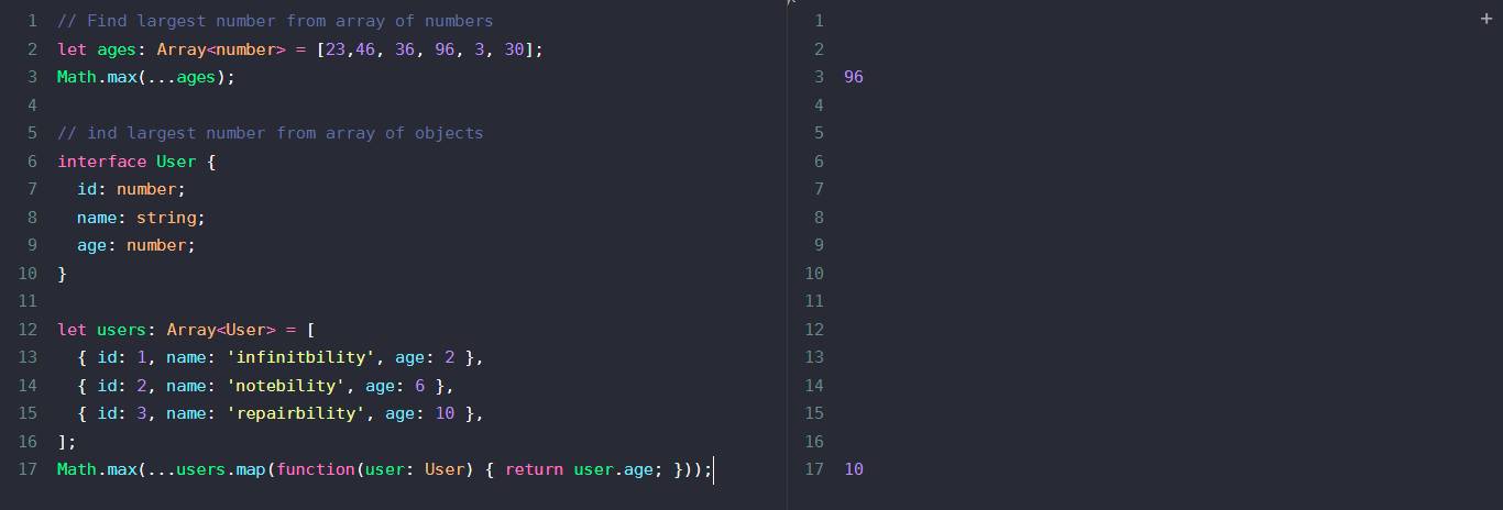 TypeScript find max Example
