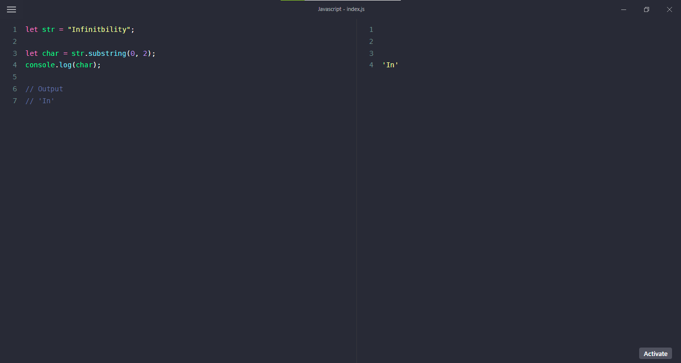 Javascript get first two character of string example