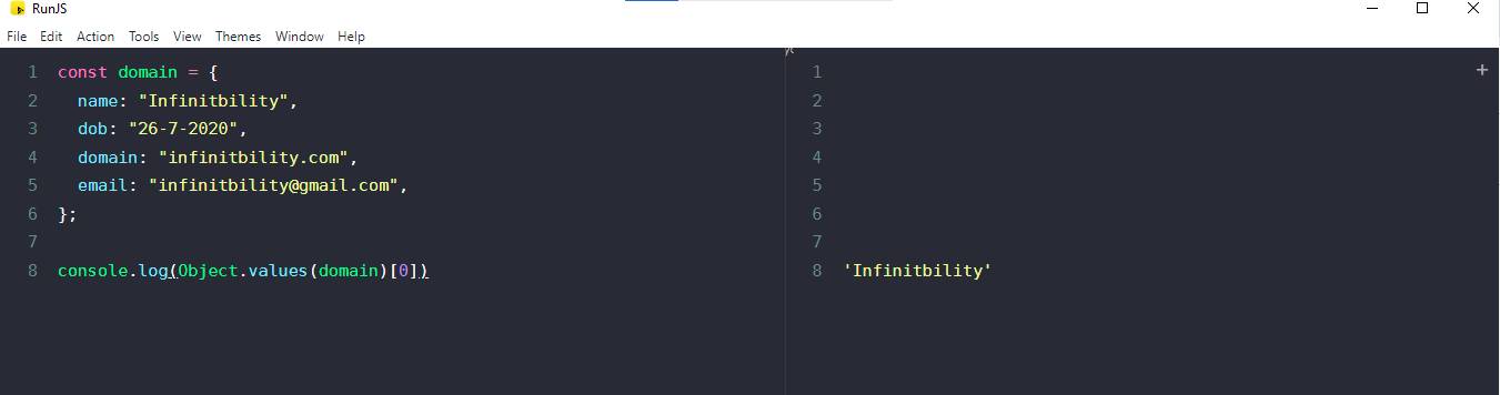 JavaScript, get first value from json object example