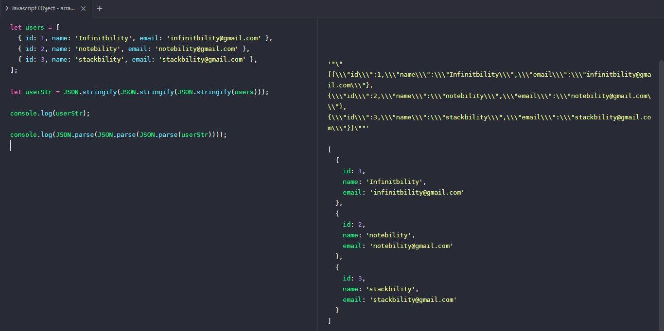 Javascript multiple JSON parse example