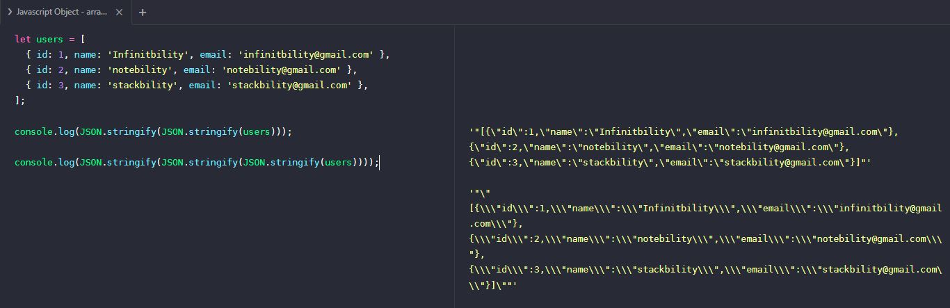 Javascript multiple JSON stringify example