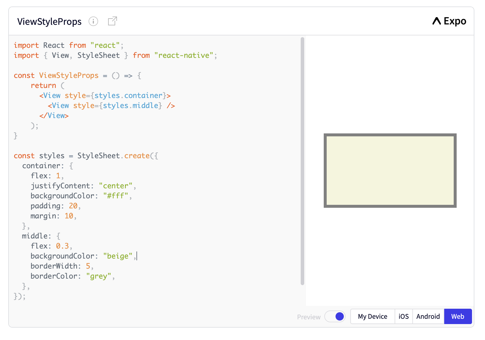 React Native, borderColor