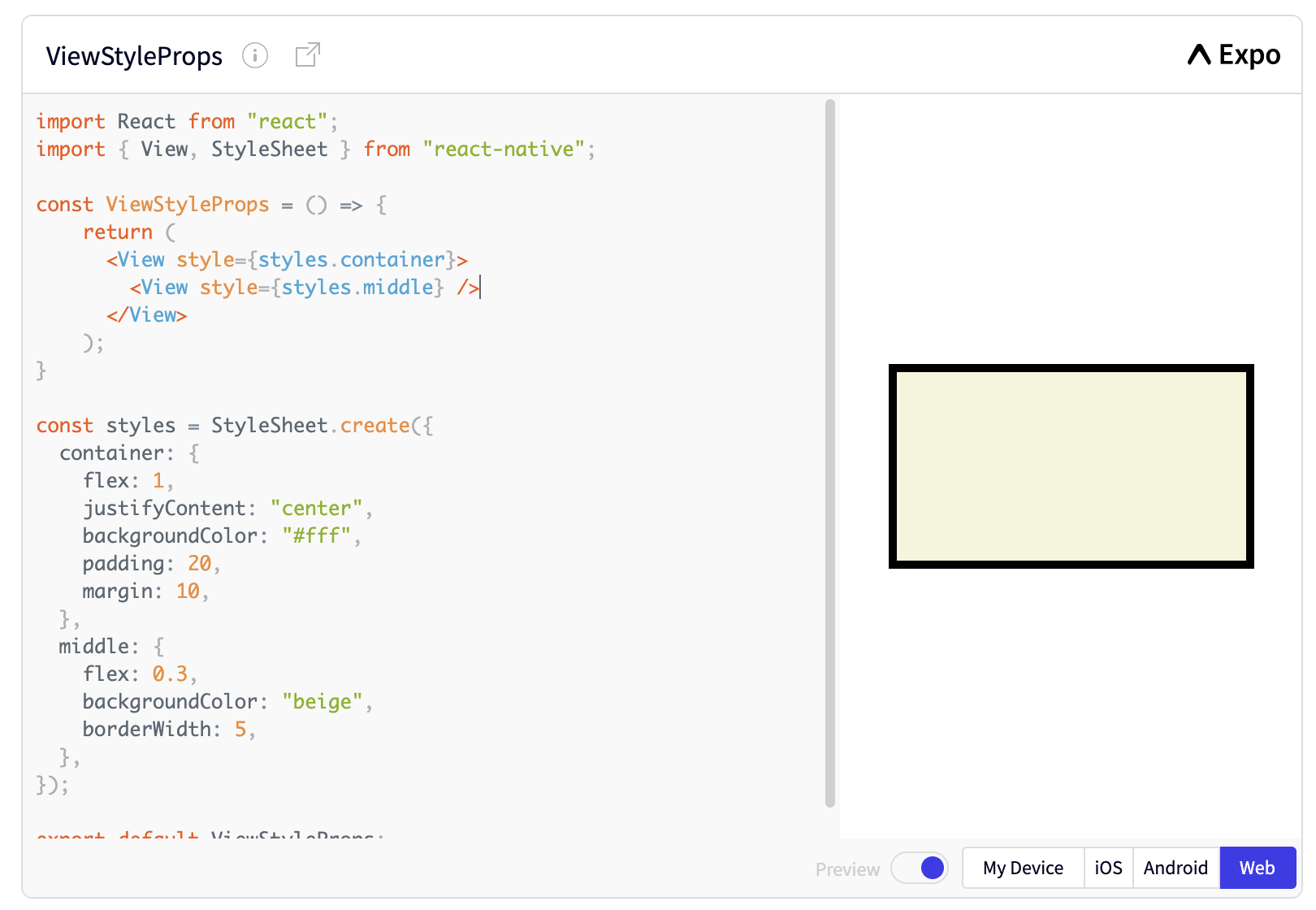 React Native, borderWidth