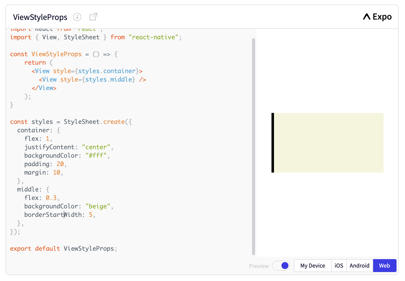 React Native, borderWidth