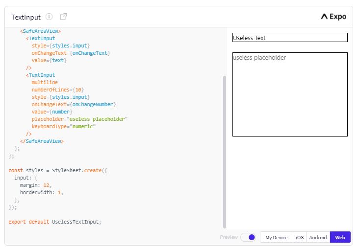 Textarea, React Native